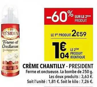 Supeco Crème chantilly - président offre