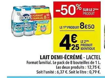 Supeco Lait demi-écrémé - lactel offre