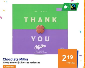 Action Chocolats Milka offre