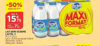 Bi1 Lait demi-écrémé lactel offre