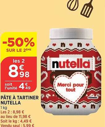 Bi1 Pâte à tartiner nutella offre