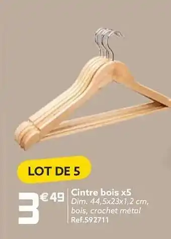 Gifi Cintre bois x5 offre