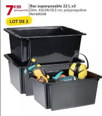 Gifi Bac superposable 22l x 3 offre