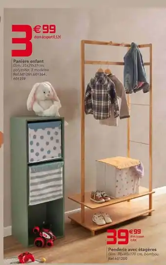 Gifi Panière enfant, penderie avec étagères offre