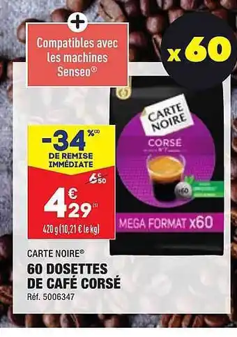 ALDI 60 dosettes de café corsé carte noire offre