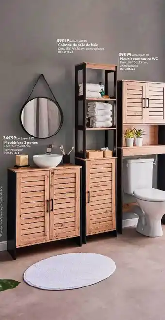 Gifi Meuble bas 2 portes, colonne de salle de bain, meuble contour de wc offre