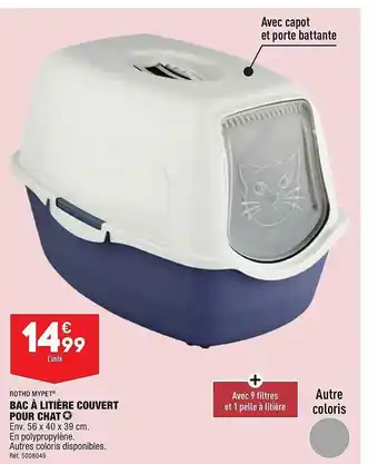 ALDI Bac à litière couvert pour chat rotho mypet offre