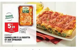ALDI Cannelloni à la ricotta et aux épinards d'antelli offre