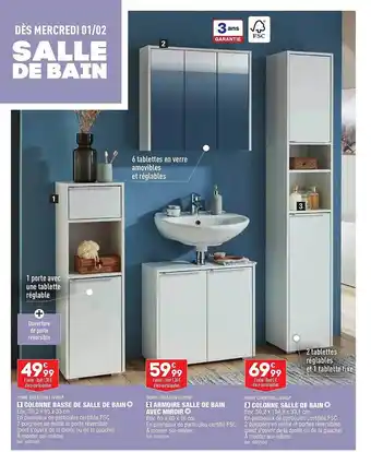 ALDI Colonne basse de salle de bain home création living, armoire salle de bain aver miroir home création living, colonne salle de offre