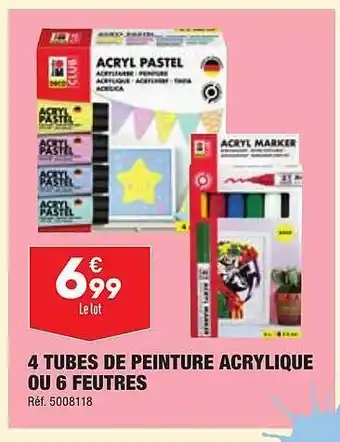 ALDI 4 tubes de peinture acrylique ou 6 feutres offre
