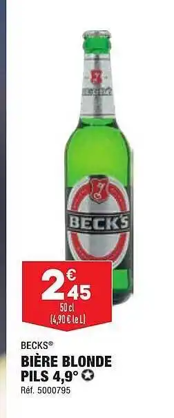 Bière blonde pils 4,9° becks