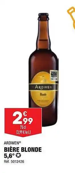 ALDI Bière blonde 5,6° ardwen offre