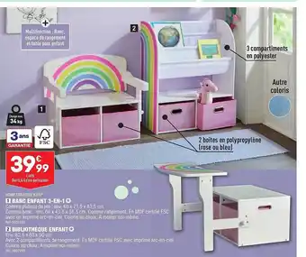 ALDI Banc enfant 3-en-1 home création kids, bibliothèque enfant home création kids offre
