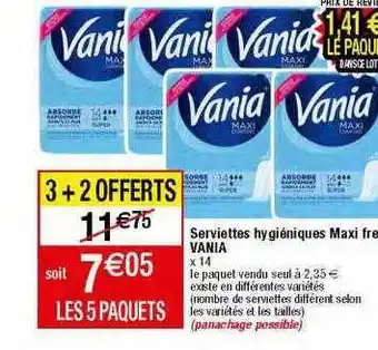 Serviettes hygiéniques maxi free vania