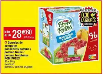 Migros Gourdes de compotes panachées pomme - pomme fraise - pomme framboise pom'potes offre