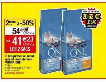 Migros Croquettes au bœuf spécial chat stérilisé purina one offre