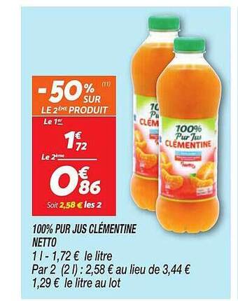 Netto 100% pur jus clémentine netto offre