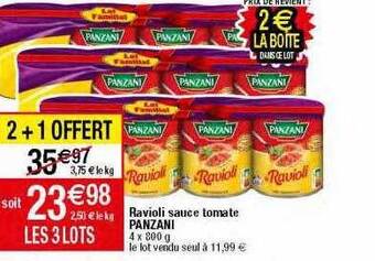 Migros Ravioli sauce tomate panzani offre