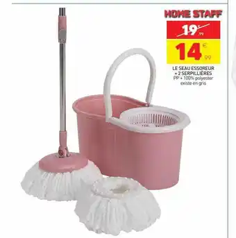Stokomani Le seau essoreur + 2 serpillières home staff offre