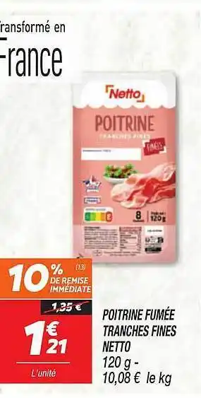 Netto Poitrine fumée tranches fines netto offre