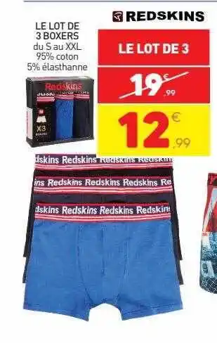 Stokomani Le lot de 3 boxers redskins offre