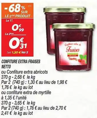 Netto Confiture extra fraises netto offre