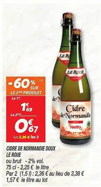 Netto Cidre de normandie doux le roue offre