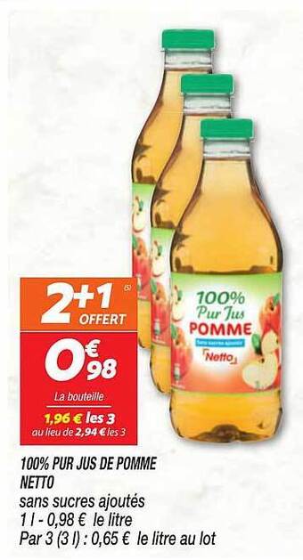 Netto 100% pur jus de pomme netto offre