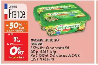 Margarine tartine doux primevère