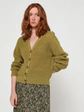 Gilet en maille perlée, laine et mohair - vert
