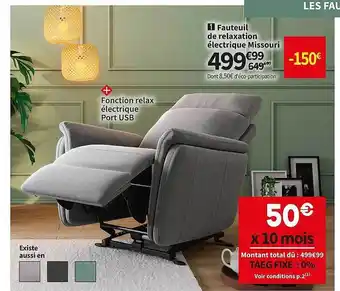 Conforama Fauteuil de relaxation électrique missouri offre