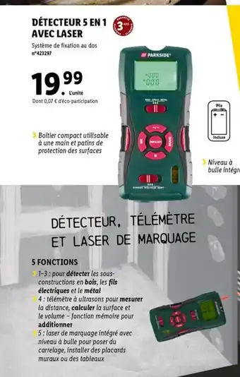 Lidl Détecteur 5 En 1 Avec Laser offre