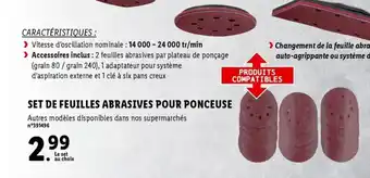 Lidl Set De Feuilles Abrasive pour Ponceuse offre