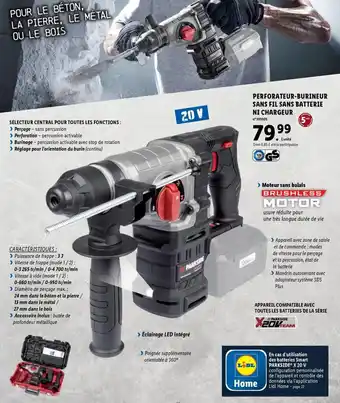 Lidl Perforateur-Burineur Sans Fil Sans Batterie Ni Chargeur offre