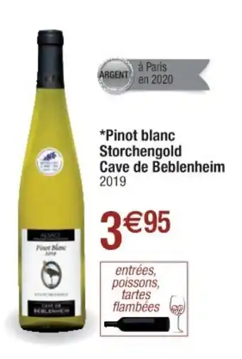 Cora x Carrefour Pinot blanc Storchengold Cave de Beblenheim offre