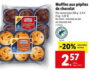 Lidl Muffins Aux Pépites De Chocolat offre