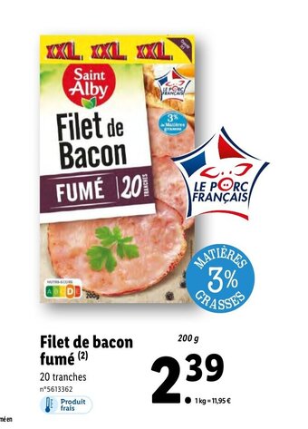 Lidl Filet De bacon Fumé offre