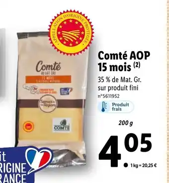 Lidl Comté AOP 15 Mois offre
