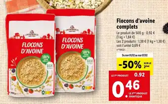 Lidl Flocons D'Avoine Complets offre