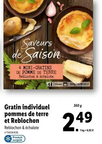 Lidl Gratin Individuel Pommes De Terre Et Reblochon offre