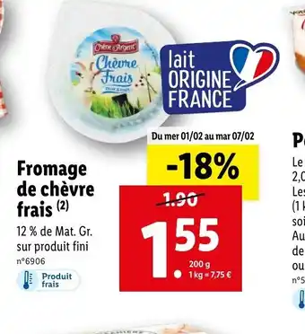 Lidl Fromage De Chévre Frais offre