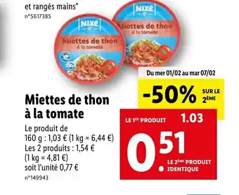 Lidl Miettes De Thon A La Tomate offre