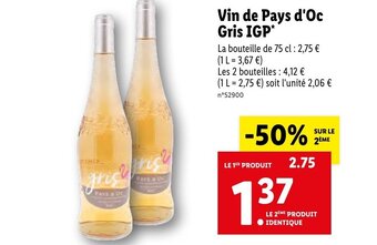 Lidl Vin De pays D'Oc Gris IGP offre