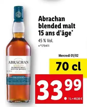 Lidl Abrachan Blended Malt 15 Ans D'âge offre