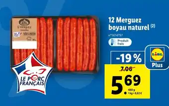 Lidl 12 Merguez Boyau Naturel offre