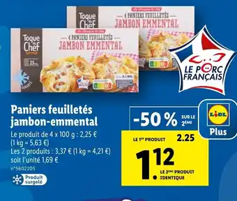 Lidl Paniers Feuilletés Jambon-Emmental offre