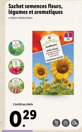 Lidl Sachet Semences Fleurs Légumes et Aromatiques offre