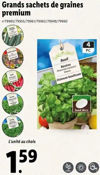 Lidl Grands Sachets De Graines Premium offre