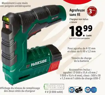 Lidl Agrafeuse Sans Fil offre