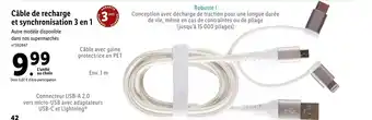 Lidl Câble de Recharge et Synchronisation 3 en 1 offre